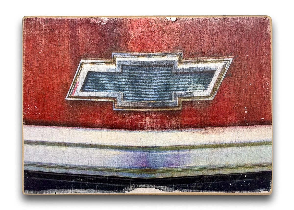 Red Chevy truck Woodprint