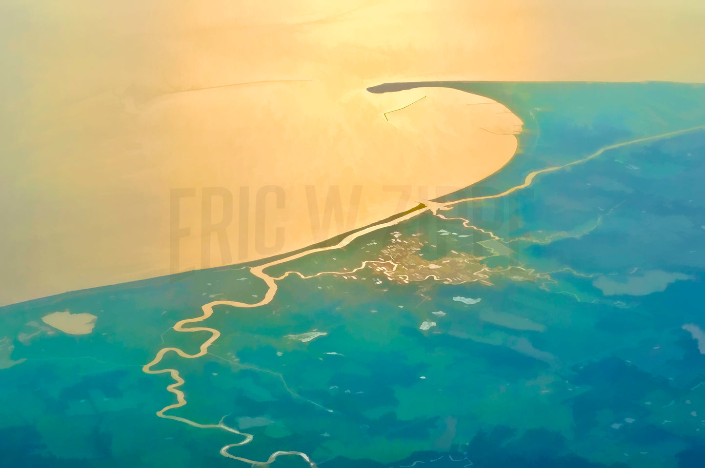 Cape Henlopen Delaware Sunrise Photography, Aerial Photography, Blue Green Cream Art, Fine Art Photo, Lewes,