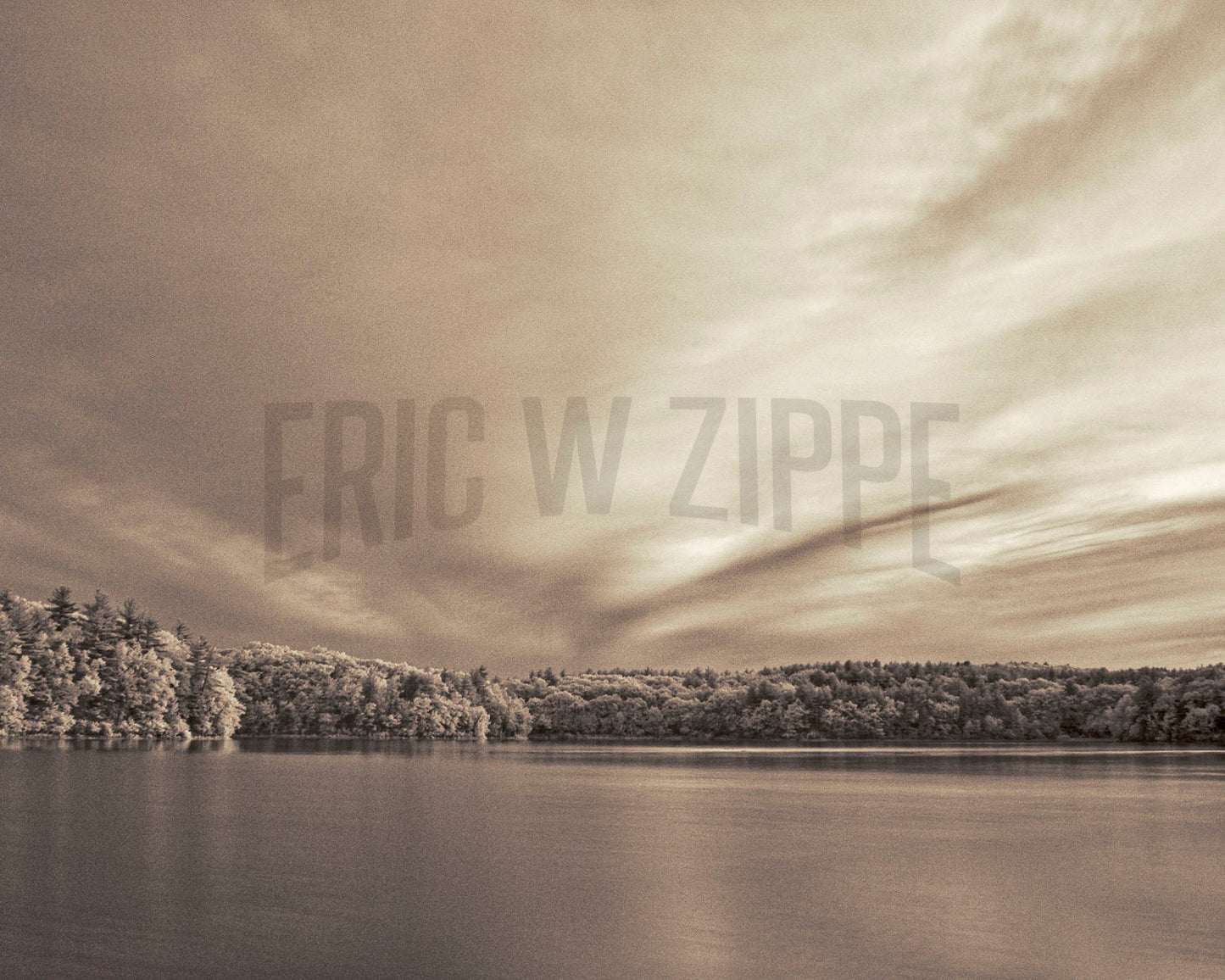 Walden Pond Thoreau Sepia Landscape Fine Art Photography, Lake Wall Art, Tan Art, Lake And Sky, Monochromatic Art Photography Print