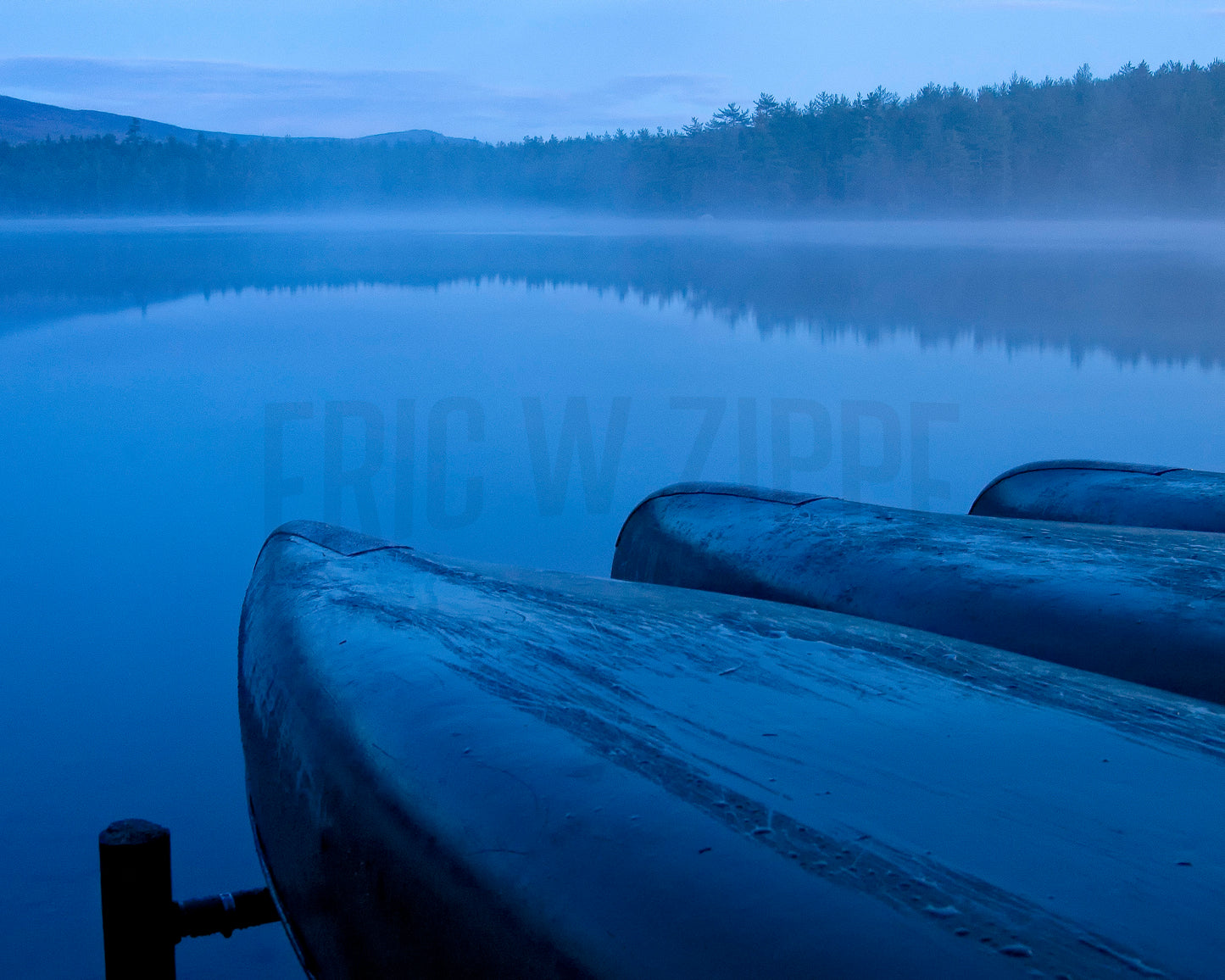Maine Woods, Blue Wall Art, Canoe Art, Misty Lake, Dreamy Lake Photograph, North Woods Baxter State Park Fine Art Photograph, Print
