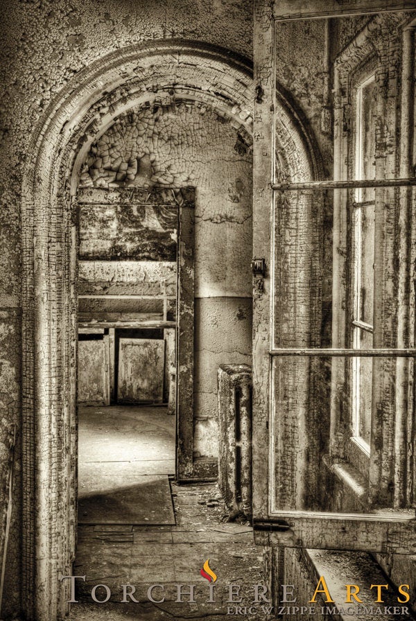 Eastern State Penitentiary, Philadelphia Abandoned Building, Urban Decay, Haunted, Eerie, Black and White HDR Fine Art Photograph 8x12 Print