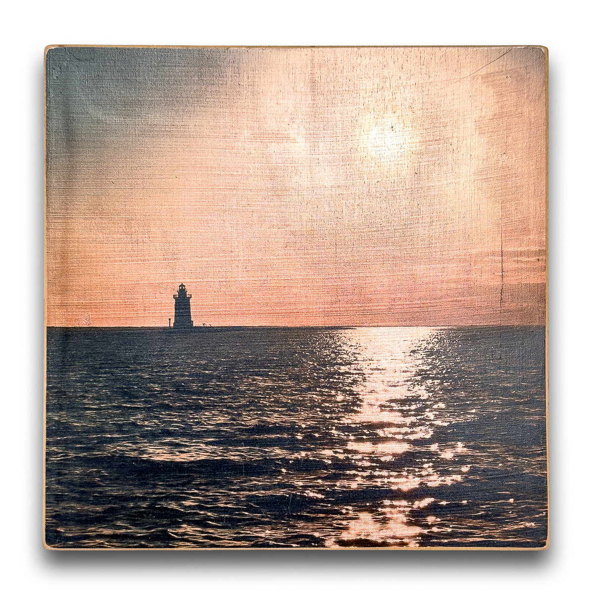 East End Light Delaware Breakwater sunset woodprint