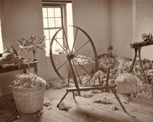 Load image into Gallery viewer, Spinning Wool at Greenbank Mill, Delaware Photography Fine Art Photo, Colonial Wall Decor Spin Wheel, American History Art,
