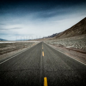 Death Valley, Open Road , Blue Gray Art, Desert Road, Southwest Landscape Photography, Desolate Nightscape, Starry Sky, Desert Highway