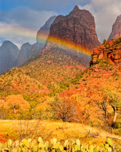 Load image into Gallery viewer, Rainbow Photography In Zion National Park Utah, Desert Art, South West Photography, Utah Photography, Desert Photography, Rainbow Art
