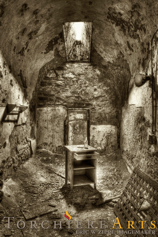 Philadelphia Eastern State Penitentiary, Abandoned Jail Cell, Decay Art, Black and White Fine Art HDR Photography 8x12 Print